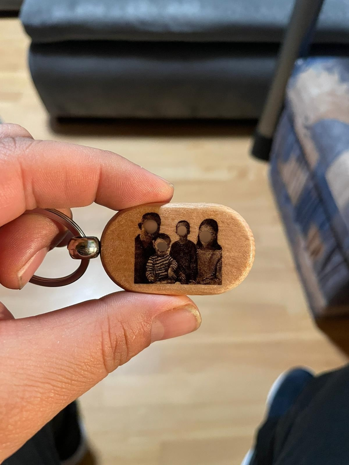 Personalisierter Holz Schlüsselanhänger mit Foto (Lasergravur) 5cm X 3cm